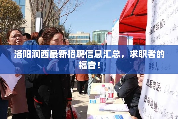 洛阳涧西最新招聘信息汇总,求职者的福音!