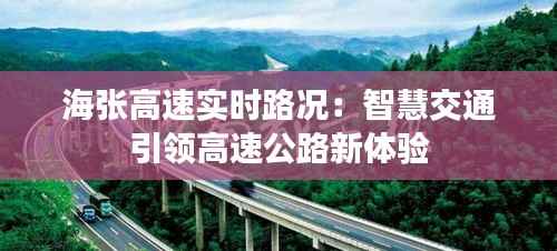 海张高速实时路况:智慧交通引领高速公路新体验