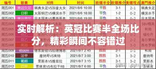 实时解析:英冠比赛半全场比分,精彩瞬间不容错过