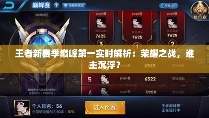王者新赛季巅峰第一实时解析:荣耀之战,谁主沉浮?
