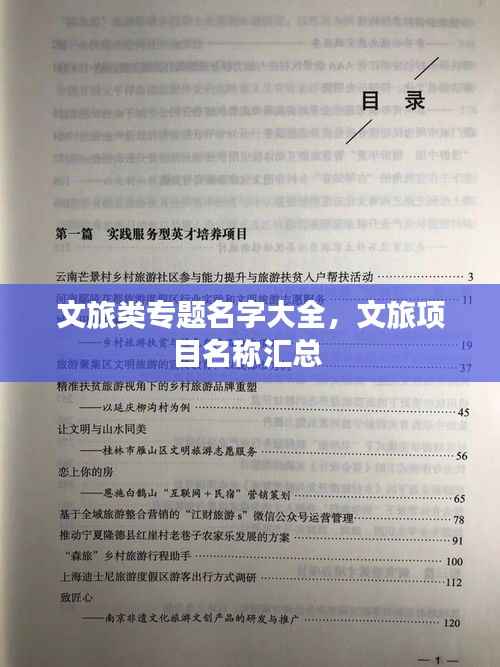 文旅类专题名字大全,文旅项目名称汇总