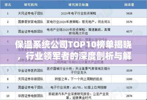保温系统公司TOP10榜单揭晓,行业领军者的深度剖析与解析