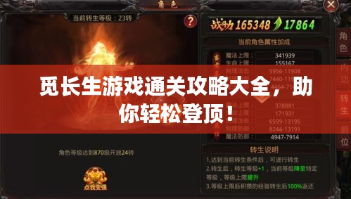 觅长生游戏通关攻略大全,助你轻松登顶!