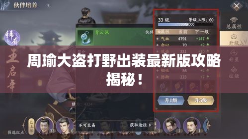 周瑜大盗打野出装最新版攻略揭秘!